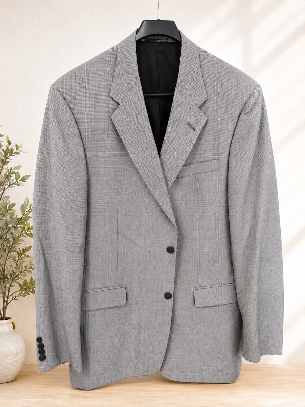 Tommy Hilfiger Men’s 100% Wool Sport Coat Blazer Gray Houndstooth 42L